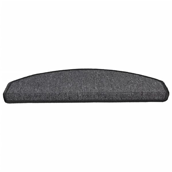 vidaXL Tapetes de escada 15 pe&ccedil;as 65x24x4 cm antracite meio redondo grande