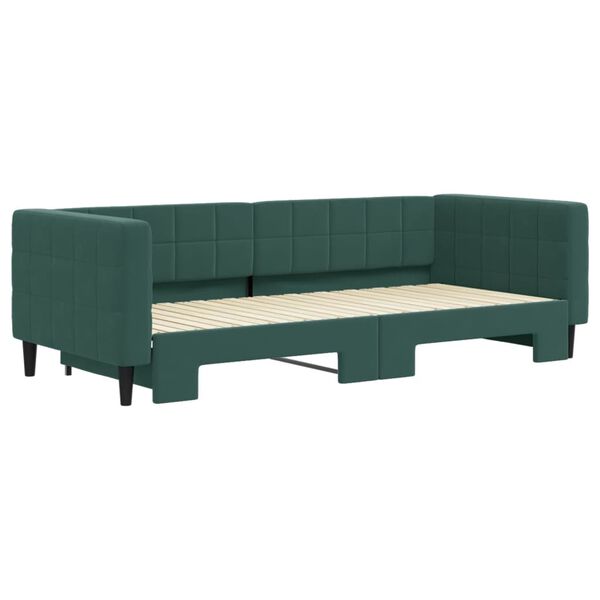 vidaXL Sofá-cama com gavetão 90x200 cm veludo verde-escuro