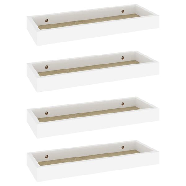 vidaXL Prateleiras parede Loggia 4 pcs 40x15x4cm MDF carvalho e branco