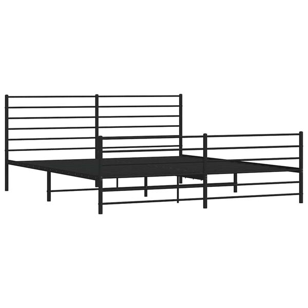 vidaXL Estrutura de cama com cabeceira e p&eacute;s 183x213 cm metal preto