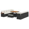 vidaXL Conjunto de Sof&aacute; de Jardim 11 pcs Preto vime PE