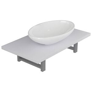 vidaXL Conjunto de m&oacute;veis de casa banho 2 pe&ccedil;as cer&acirc;mica branco