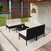 vidaXL 5 pcs conjunto lounge de jardim c/ almofad&otilde;es vime PE preto