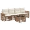 vidaXL Conjunto de Sof&aacute; de Jardim 5 pcs Bege e Branco Creme vime PE