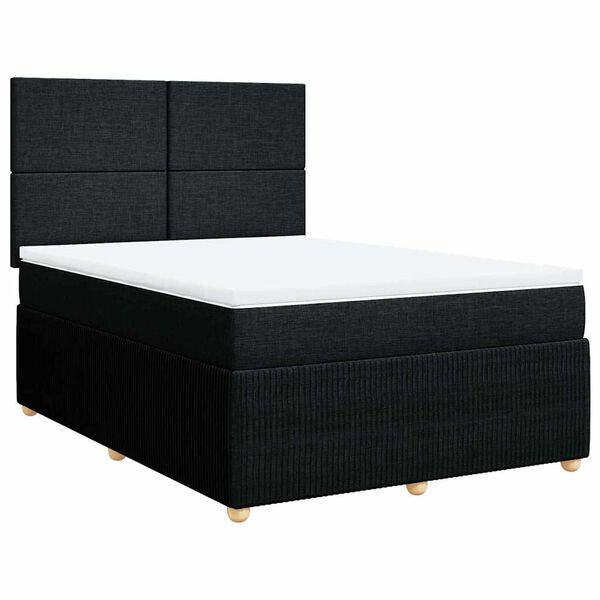 vidaXL Cama com molas/colch&atilde;o 160x200 cm tecido preto