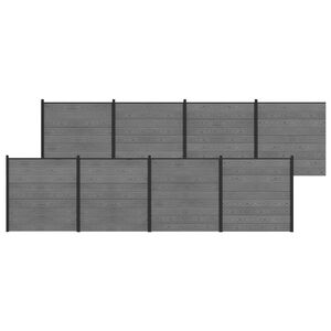 vidaXL Conjunto de Cercas 1391 x 186 cm WPC e Alum&iacute;nio Cinzento