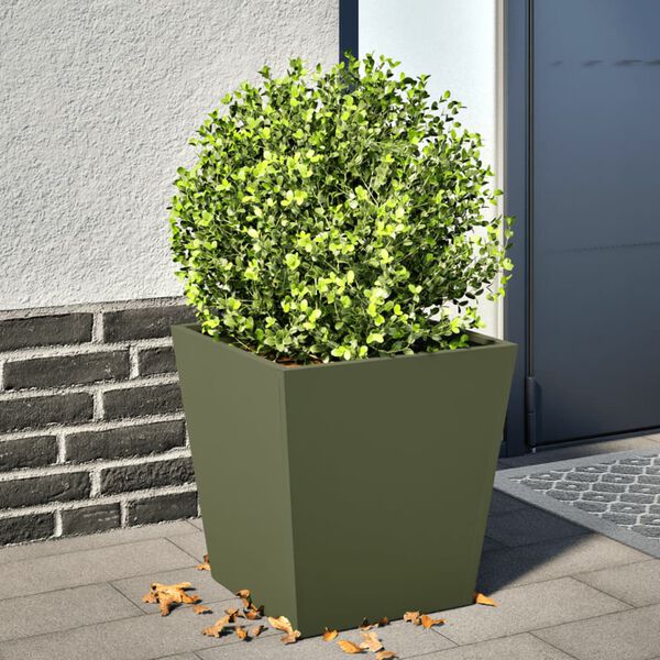 vidaXL Vaso/floreira de jardim 40x40x40 cm a&ccedil;o verde azeitona