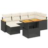 vidaXL 7 pcs conjunto de sof&aacute;s p/ jardim c/ almofad&otilde;es vime PE preto
