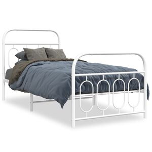 vidaXL Estrutura de cama com cabeceira e pés 80x200 cm metal branco