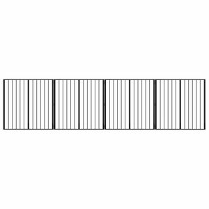 vidaXL Port&atilde;o para Cachorros 4 pcs Preto 100 x 100 cm A&ccedil;o Galvanizado