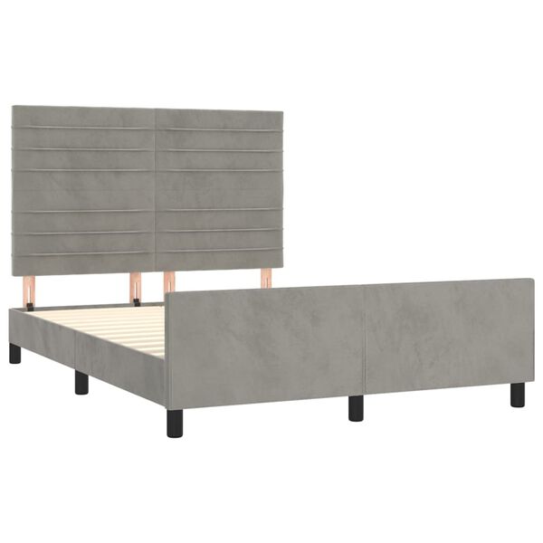 vidaXL Estrutura de cama sem colch&atilde;o 140x190 cm veludo cinzento-claro