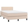 vidaXL Cama box spring c/colch&atilde;o/LED 120x190cm couro artif. cappuccino