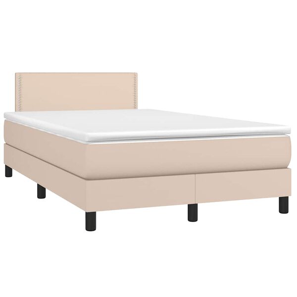 vidaXL Cama box spring c/colch&atilde;o/LED 120x190cm couro artif. cappuccino