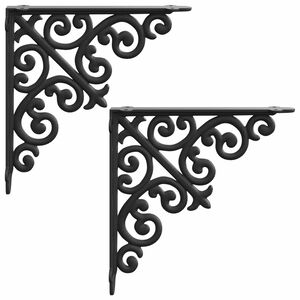 vidaXL Suportes para prateleiras de parede 2 unid. Preto