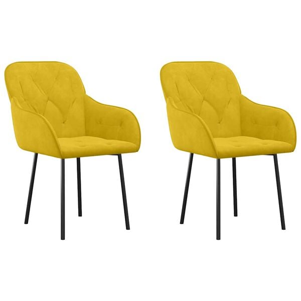 vidaXL Cadeiras de jantar 2 pcs veludo amarelo