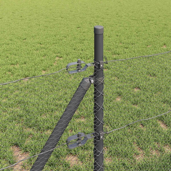 vidaXL Poste de Cerca Cinzeto 10 x 0,5 m (malha de 13 mm) A&ccedil;o e PVC