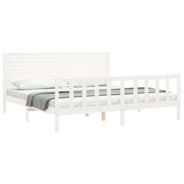 vidaXL Estrutura cama Super King Size c/ cabeceira madeira branco