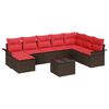 vidaXL Conjunto de Sof&aacute; de Jardim 9 unid. Castanho vime PE