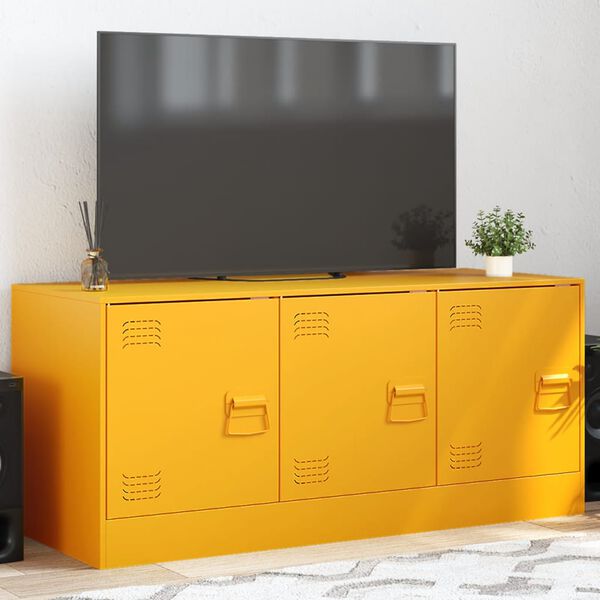 vidaXL M&oacute;vel de TV 99x39x44 cm a&ccedil;o amarelo mostarda
