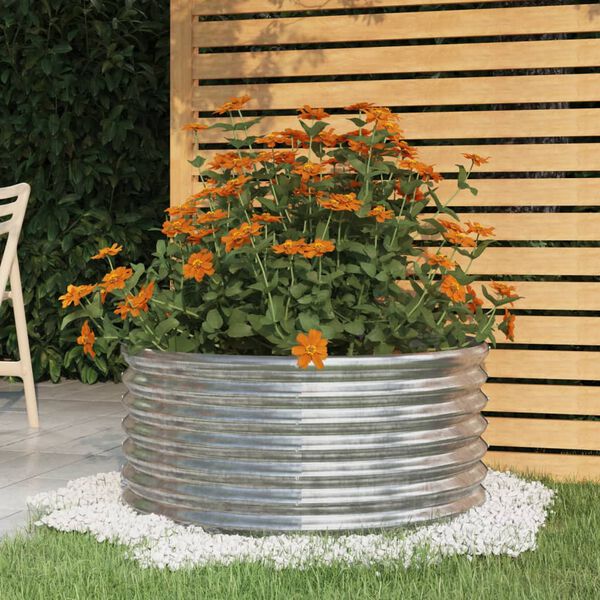 vidaXL Vaso/floreira de jardim aço galvanizado 80x80x36 cm prateado