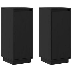 vidaXL Aparadores 2 pcs 31,5x34x75 cm madeira de pinho maci&ccedil;a preto