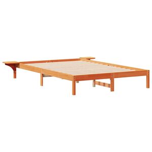 vidaXL Cama com Mesas Laterais Marrom Cera 140 x 210 cm