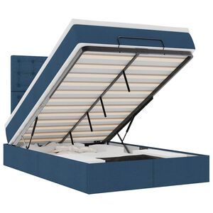 vidaXL Estrutura de cama otomana com colch&atilde;o 120x190 cm tecido azul