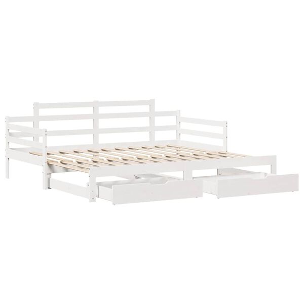 vidaXL Sof&aacute;-cama com gavet&atilde;o e gavetas sem colch&atilde;o 90x200 cm branco