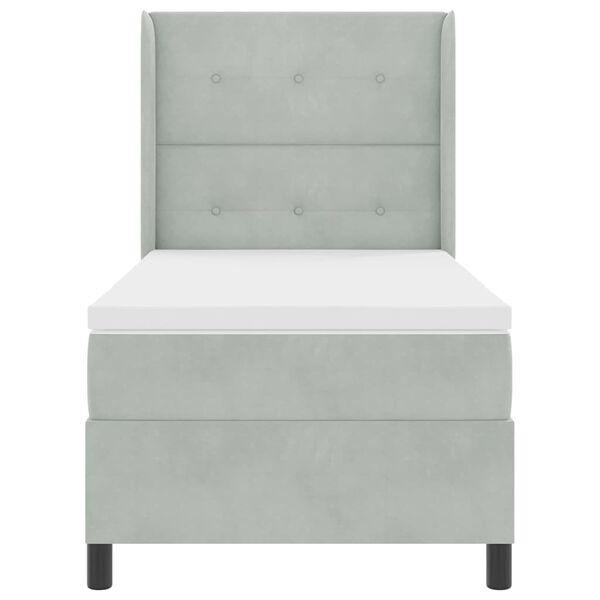 vidaXL Cama Box com colch&atilde;o Cinzento-claro 90 x 190 cm Veludo