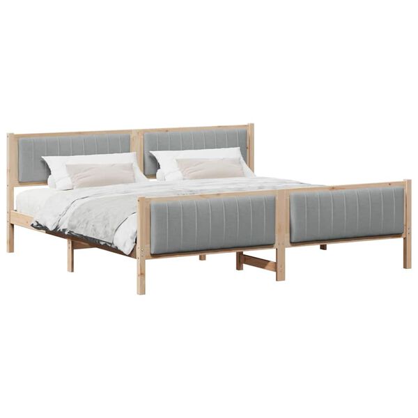 vidaXL Estrutura da cama Marrom e cinza claro 200 x 200 cm
