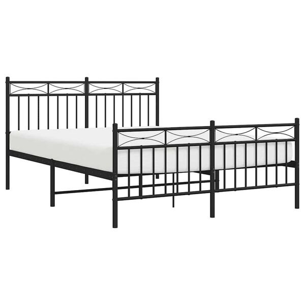 vidaXL Estrutura de cama com cabeceira e pés 135x190 cm metal preto