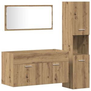 vidaXL 3 pcs m&oacute;veis de casa de banho deriv. madeira carvalho artisiano