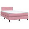 vidaXL Cama box spring c/ colch&atilde;o e LED 120x220 cm veludo rosa