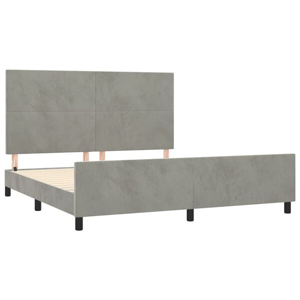 vidaXL Estrutura de cama sem colch&atilde;o 160x200 cm veludo cinzento-claro