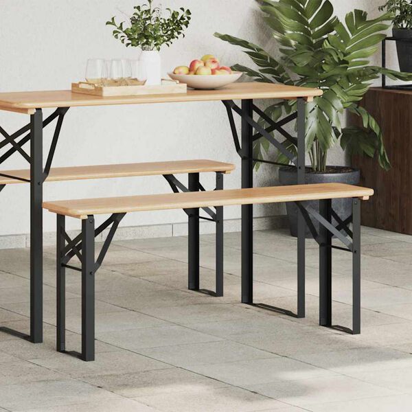 vidaXL Pernas para Banco de Cerveja Preto A&ccedil;o revestido a p&oacute;