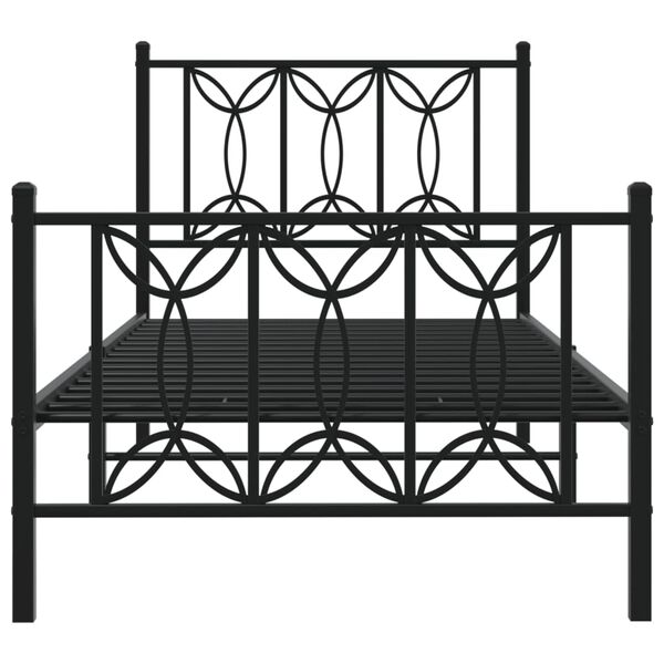 vidaXL Estrutura de cama com cabeceira e p&eacute;s 90x190 cm metal preto