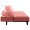 vidaXL Sof&aacute;-cama de 2 lugares com apoio de p&eacute;s veludo rosa