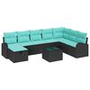 vidaXL Conjunto de Sof&aacute; de Jardim 9 unid. Preto vime PE