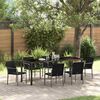 vidaXL Conjunto de Jantar para Jardim 7 pcs Preto e Cinza Rattan de PE