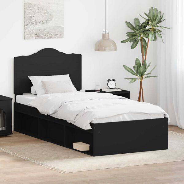vidaXL Estrutura da Cama Preto 90 x 200 cm Madeira de Pinheiro S&oacute;lida
