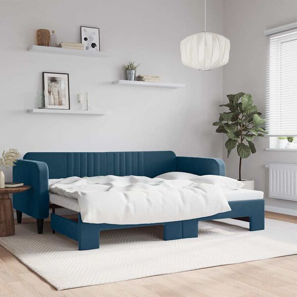 vidaXL Sof&aacute;-cama com gavet&atilde;o 90x200 cm veludo azul