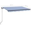 vidaXL Toldo automático LED e sensor de vento 400x350 cm azul e branco