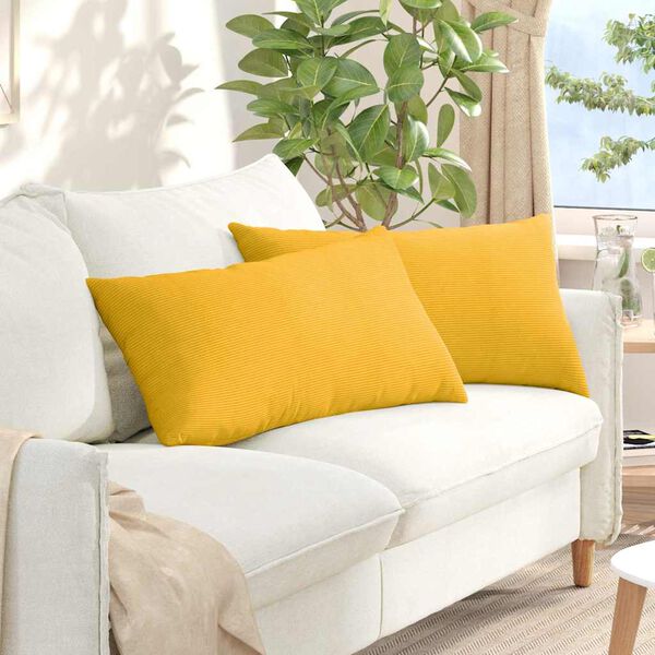vidaXL Travesseiros de Sofá 2 pcs Amarelo Claro 80 x 40 cm