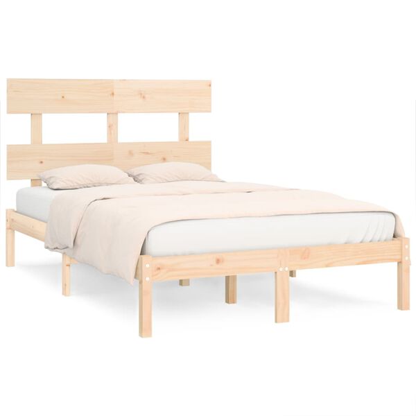 vidaXL Estrutura de cama 140x190 cm madeira maci&ccedil;a