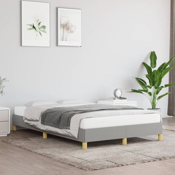 vidaXL Estrutura de cama 120x190 cm tecido cinzento-claro
