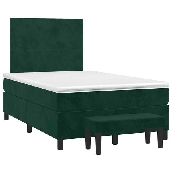 vidaXL Cama boxspring com colch&atilde;o 120x200 cm veludo verde-escuro