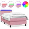 vidaXL Cama box spring c/ colch&atilde;o e LED 120x220 cm veludo rosa