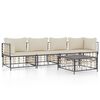 vidaXL 5 pcs conjunto lounge de jardim c/ almofad&otilde;es vime PE antracite