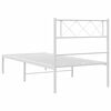 vidaXL Estrutura de cama em metal com cabeceira 107x203 cm branco