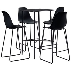 vidaXL 5 pcs conjunto de bar plástico preto